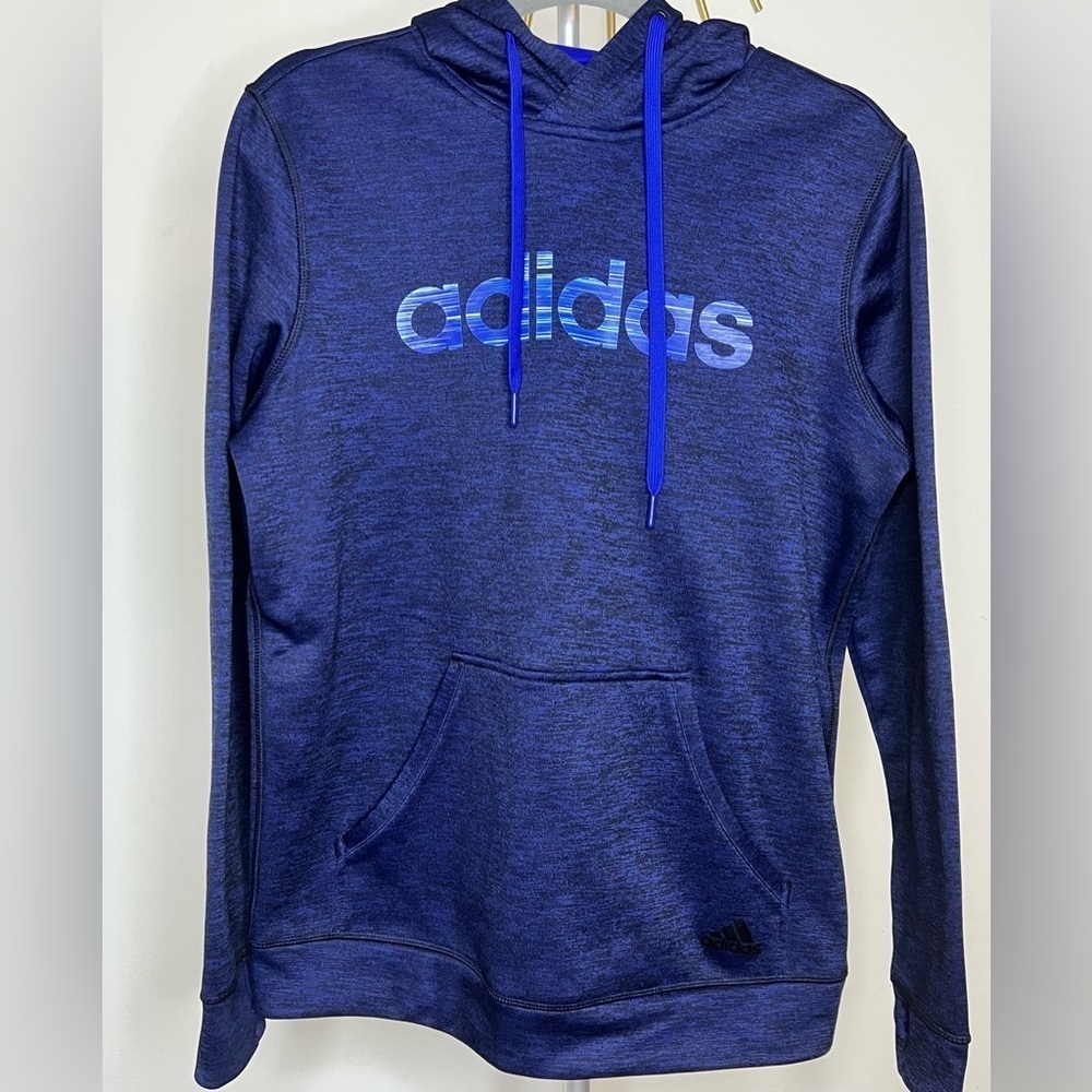 NWOT Men’s Blue black adidas hoodie climawarm kangaroo pocket medium
